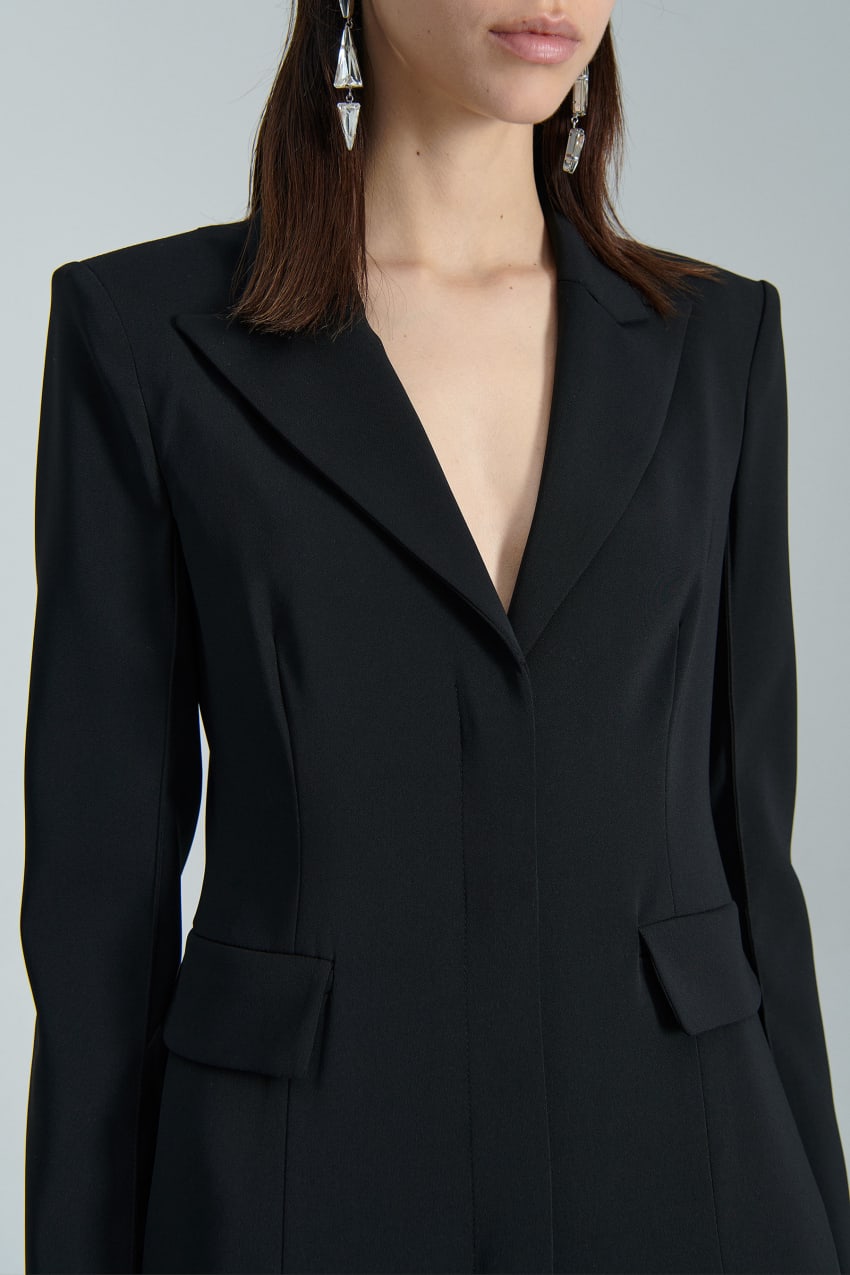 Black Patrizia Pepe Essential Crepe Dress Jacket | HGF068143