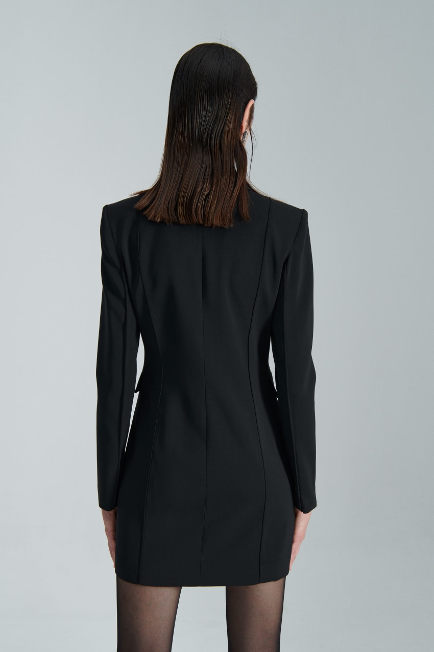 Black Patrizia Pepe Essential Crepe Dress Jacket | HGF068143