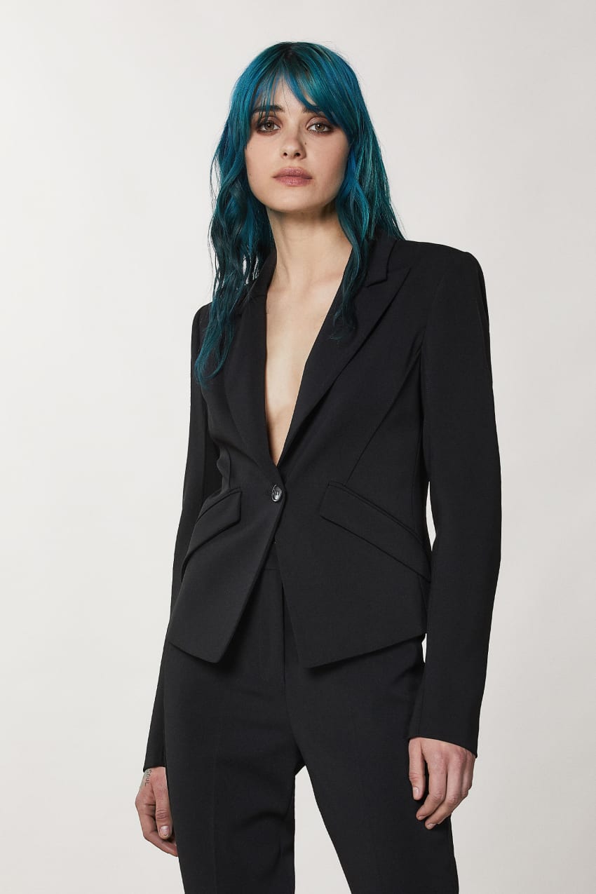 Black Patrizia Pepe Essential Crepe Jacket | HYV364792