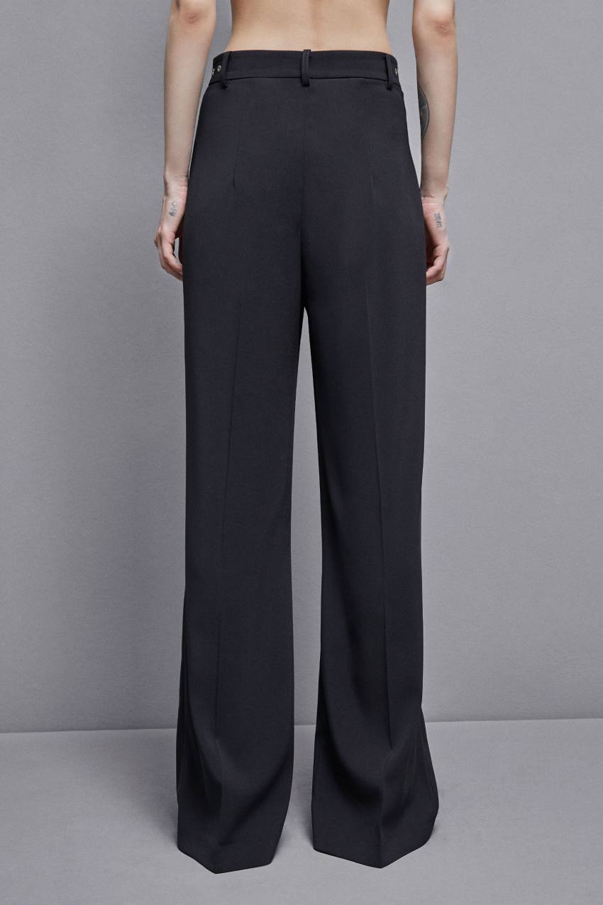 Black Patrizia Pepe Essential Crepe Palazzo-fit Pants | CAO854203