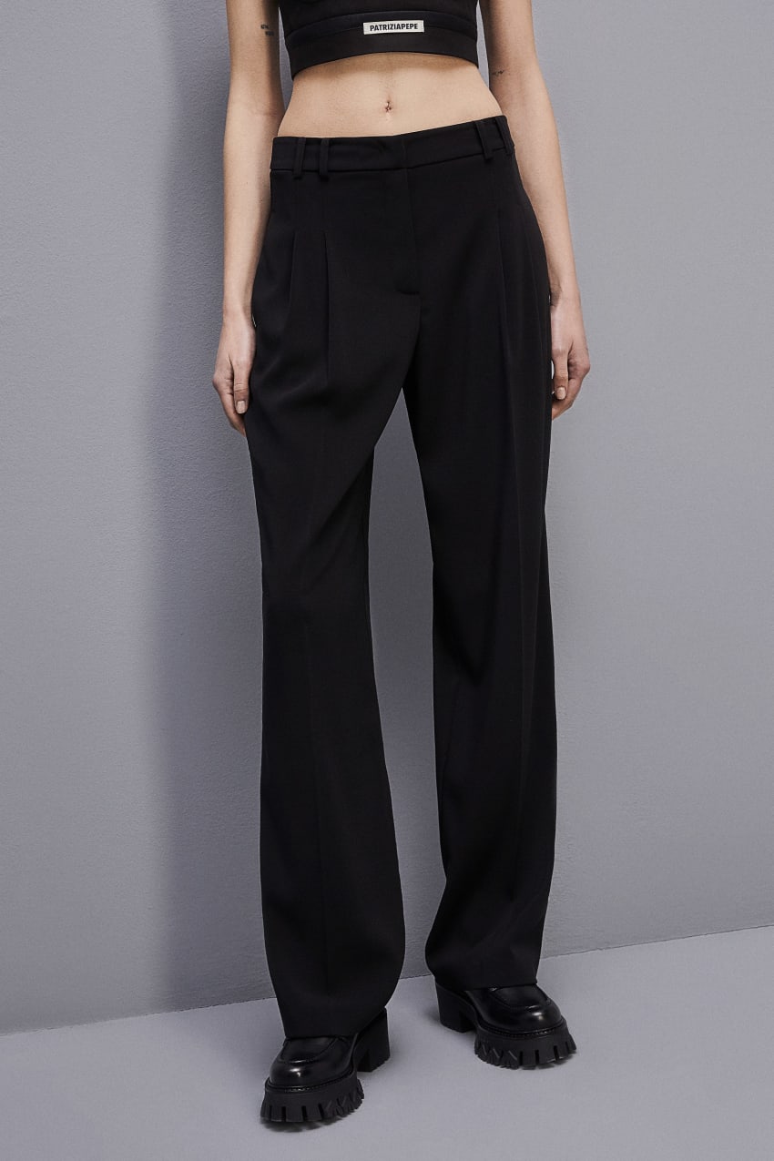 Black Patrizia Pepe Essential Crepe Pants | AIK087364