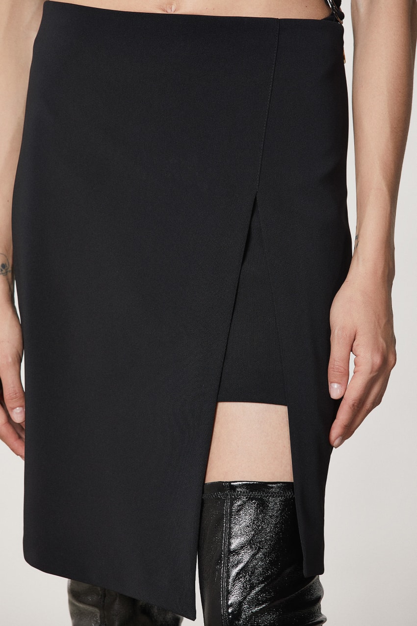 Black Patrizia Pepe Essential Crepe Pencil Skirt | LKO310864