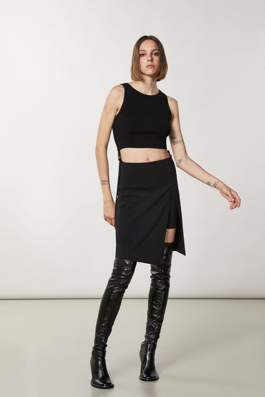 Black Patrizia Pepe Essential Crepe Pencil Skirt | LKO310864