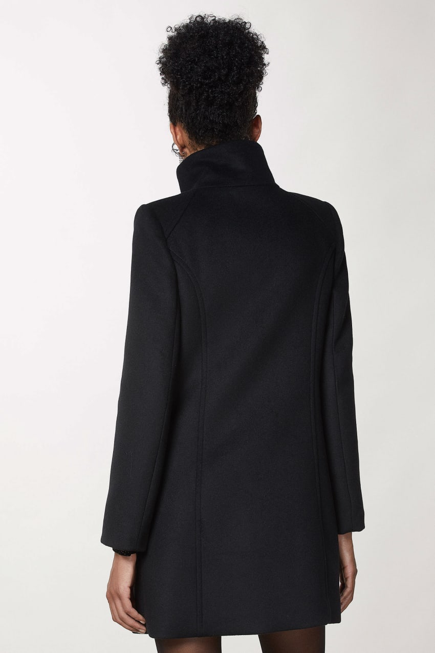 Black Patrizia Pepe Essential High Neck Coat | MGL218567