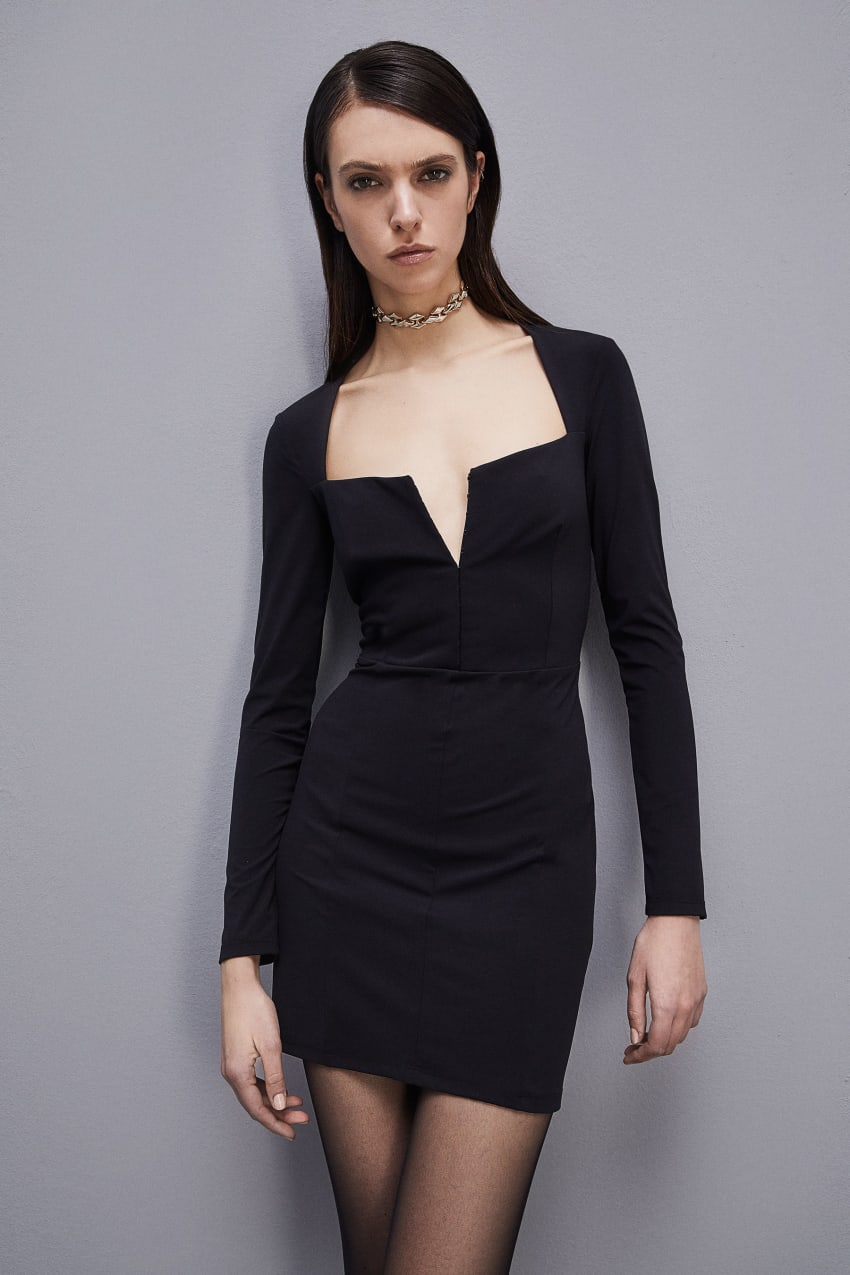 Black Patrizia Pepe Essential Jersey Mini Dress | JOS754621