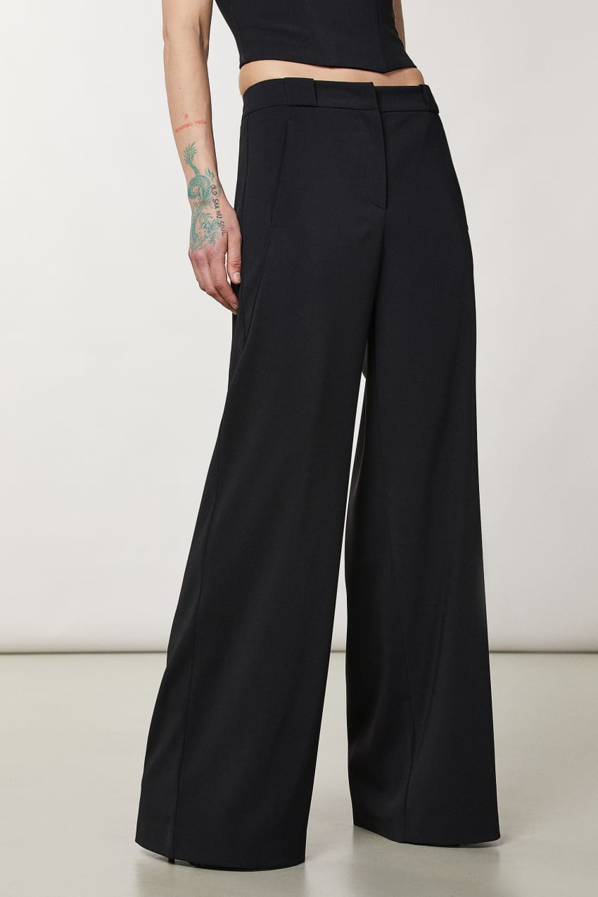 Black Patrizia Pepe Essential Palazzo Pants | DEW048913