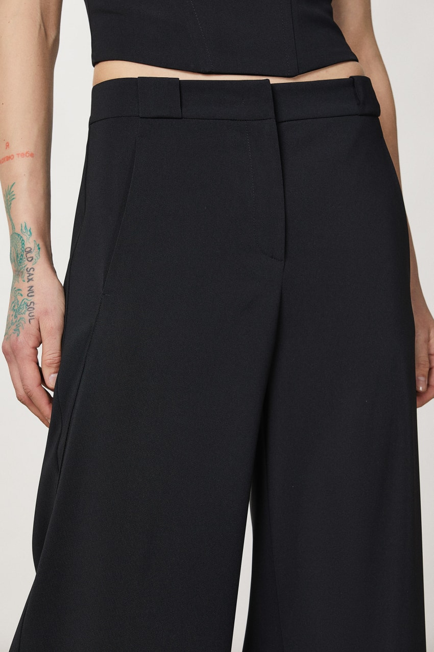 Black Patrizia Pepe Essential Palazzo Pants | DEW048913