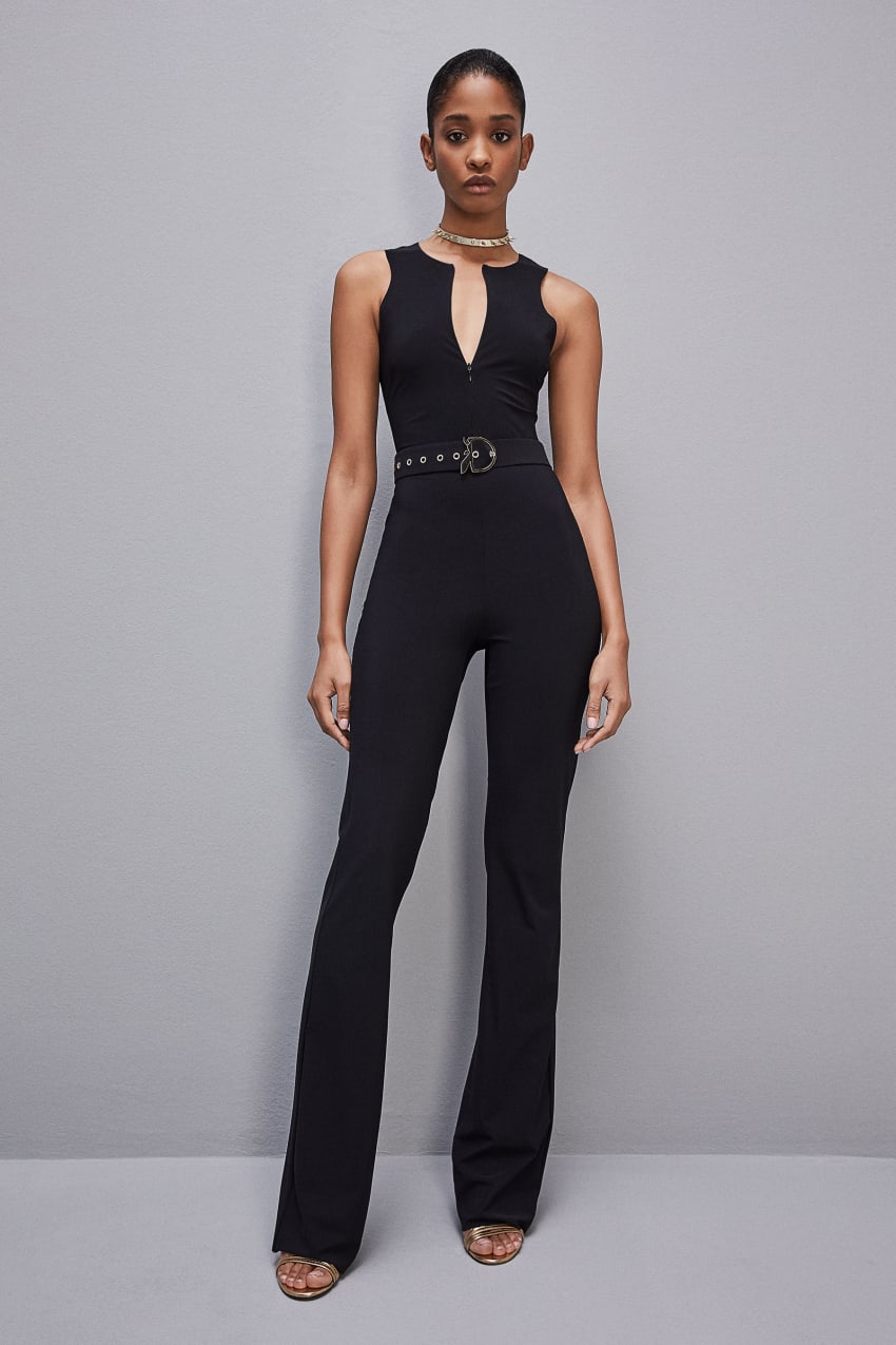 Black Patrizia Pepe Essential Stretch Technical Jersey Bodysuit | OKB645937