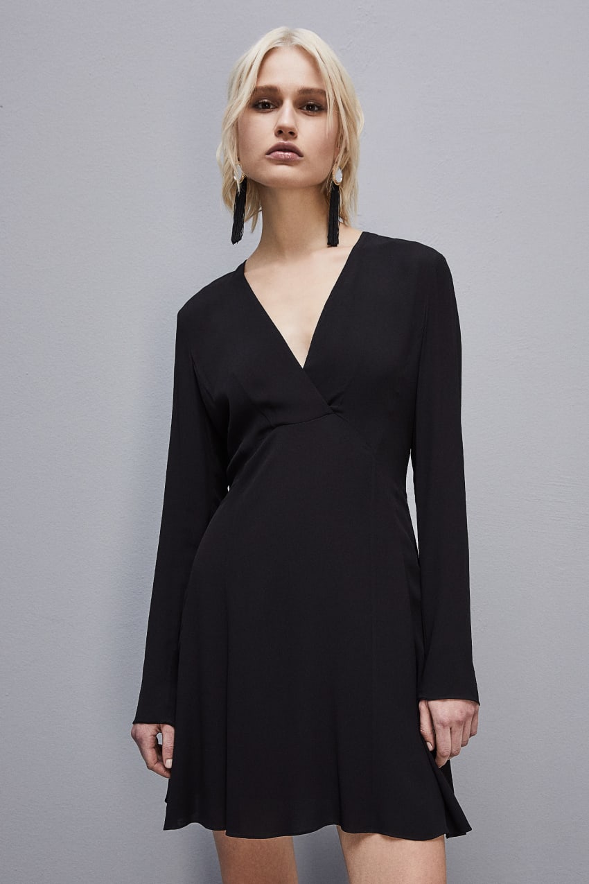 Black Patrizia Pepe Essential Viscose Crepe Dress | IOX062948