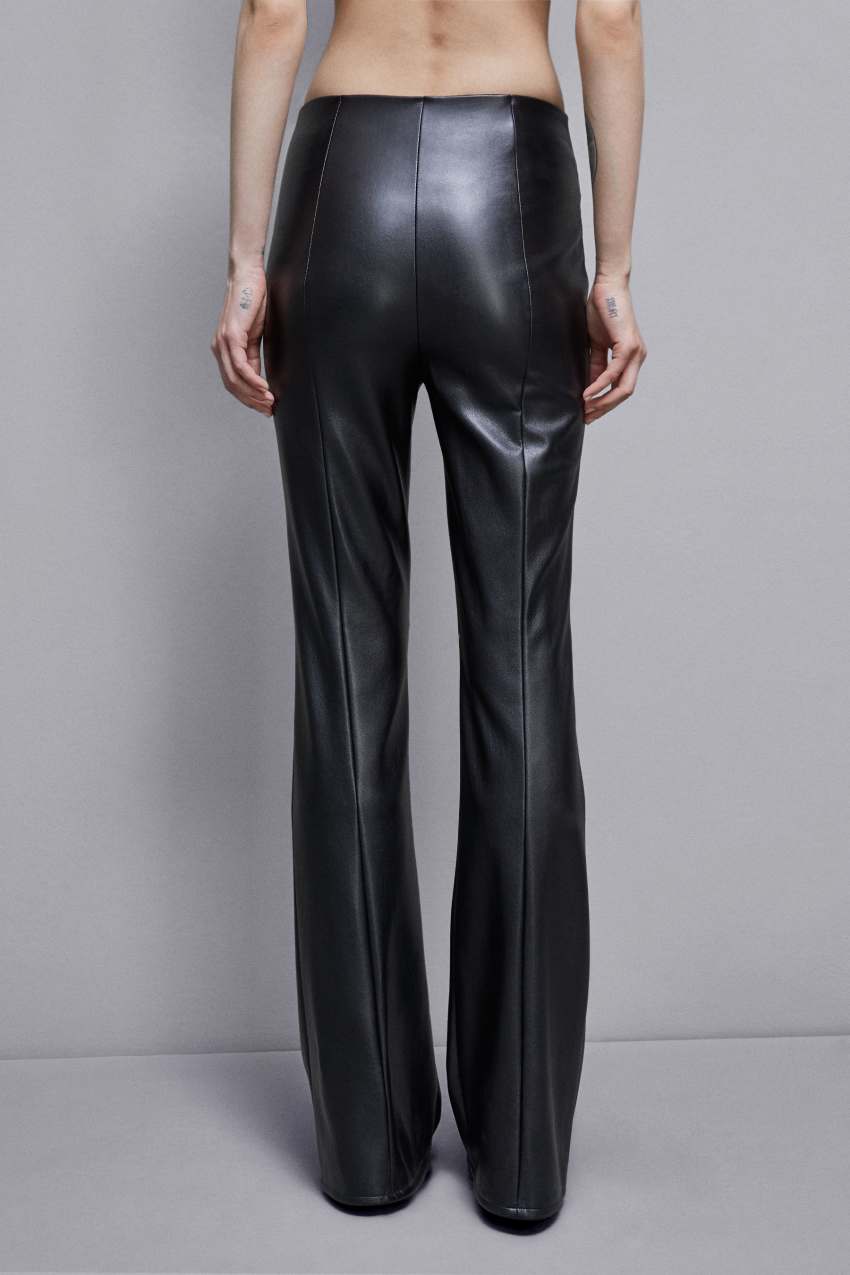 Black Patrizia Pepe Faux Leather High-waisted Flared Pants | YFO319825