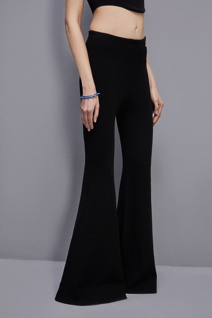 Black Patrizia Pepe Flared Bodycon Pants | PMK089761