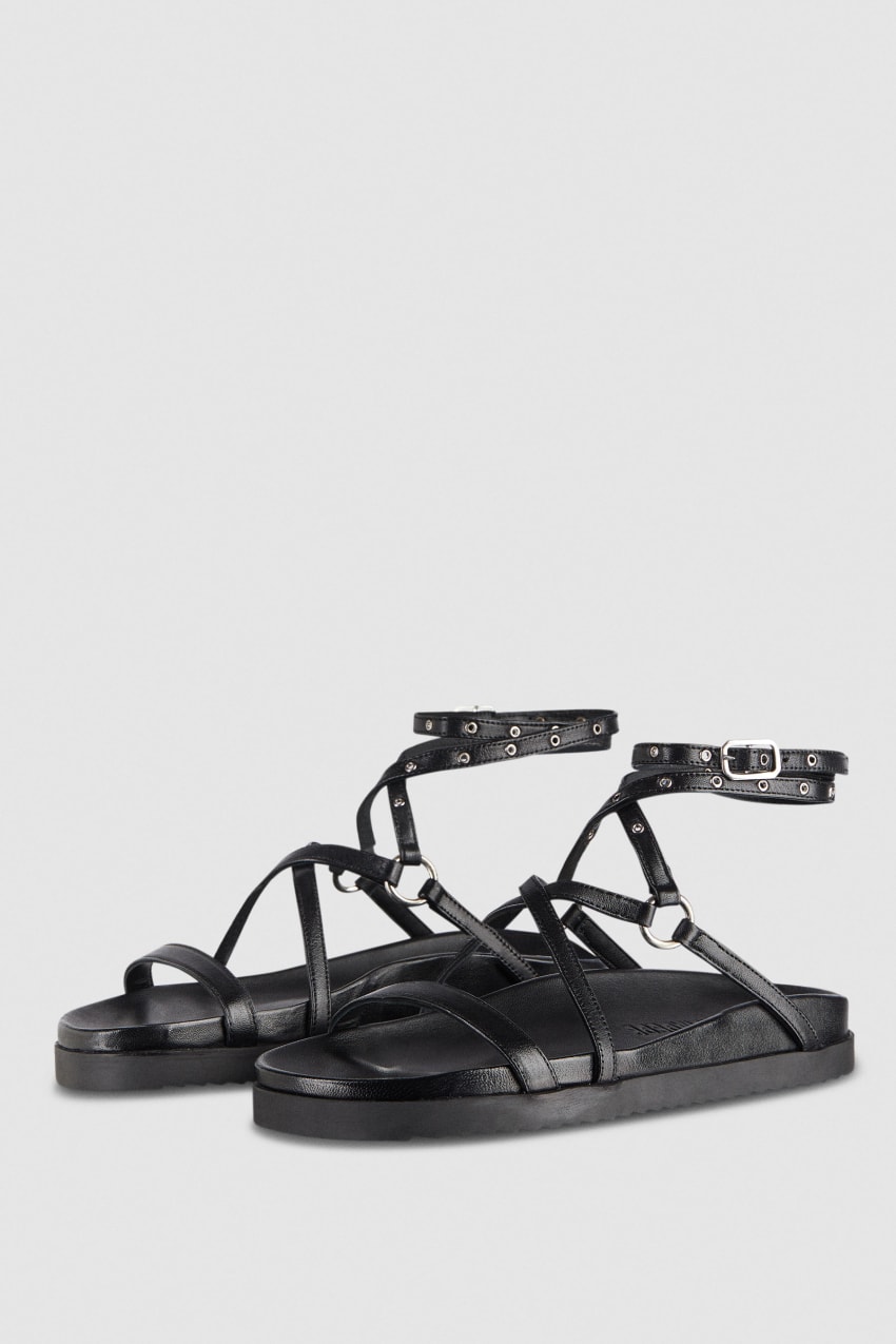 Black Patrizia Pepe Flat Sandals With Laces | ZJL162850