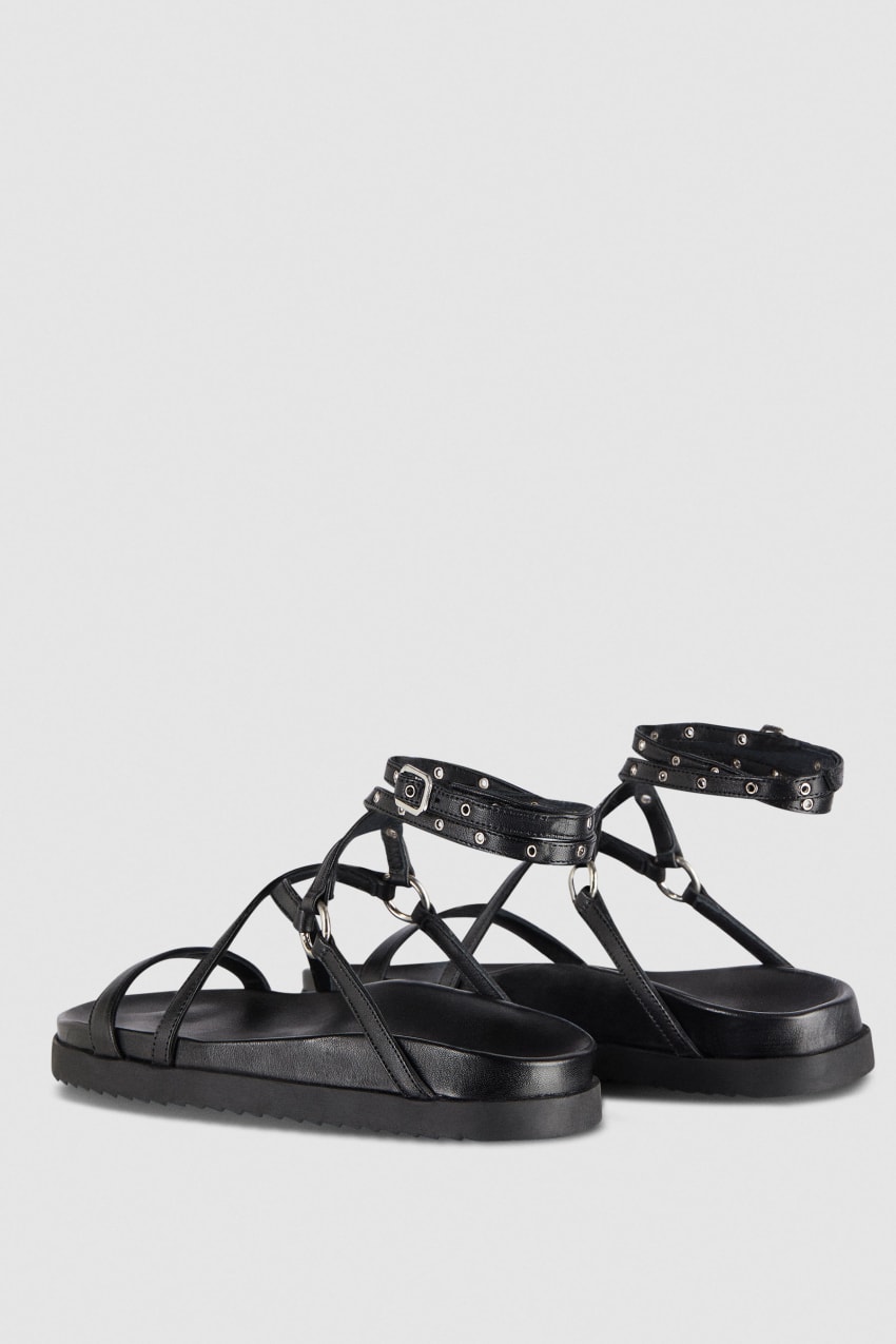 Black Patrizia Pepe Flat Sandals With Laces | ZJL162850