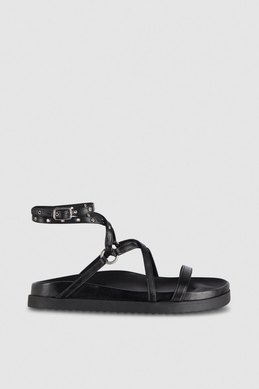 Black Patrizia Pepe Flat Sandals With Laces | ZJL162850