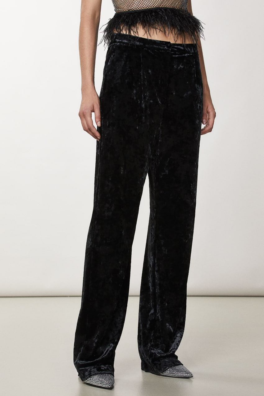 Black Patrizia Pepe Flowing Velvet Pants | GJK624590