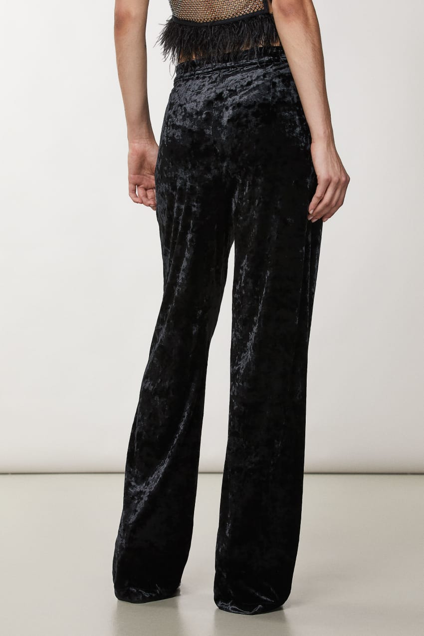 Black Patrizia Pepe Flowing Velvet Pants | GJK624590