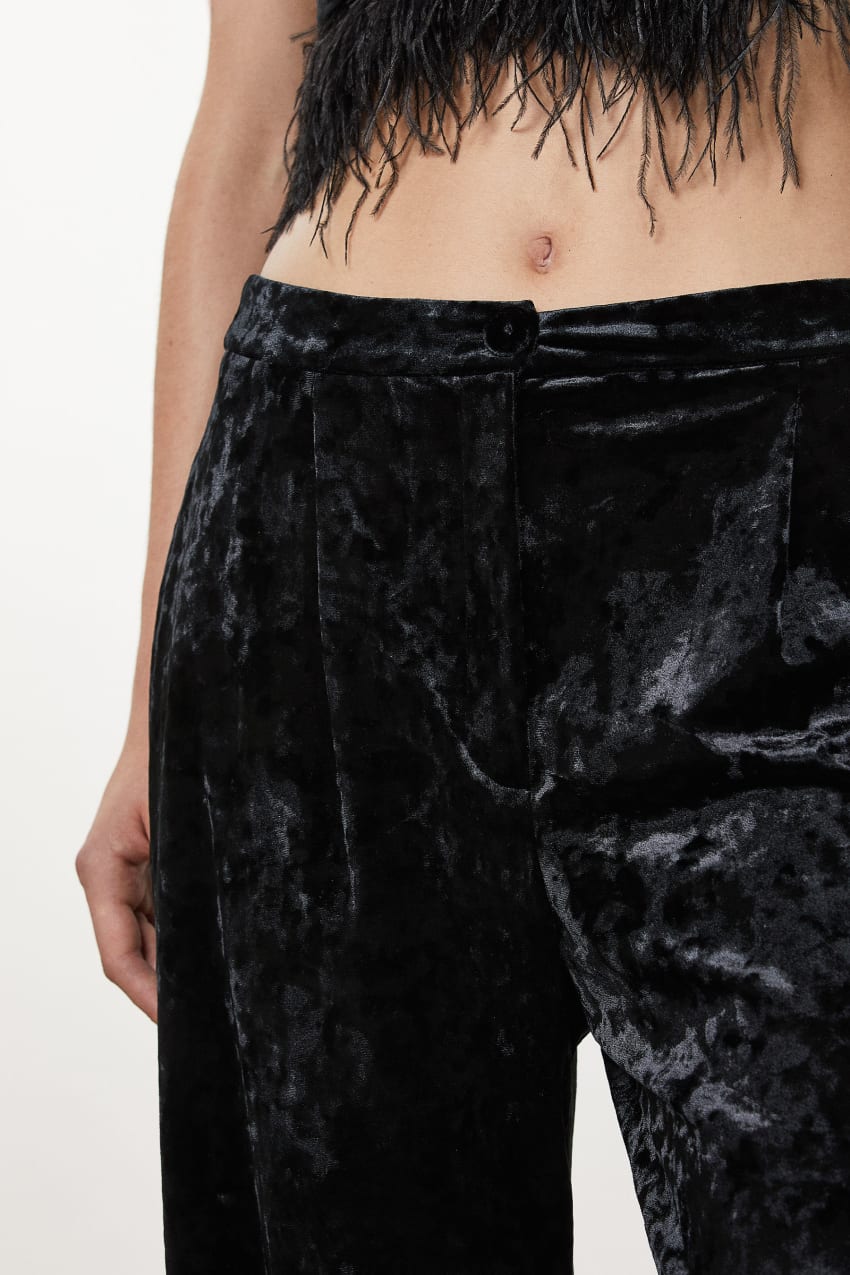 Black Patrizia Pepe Flowing Velvet Pants | GJK624590