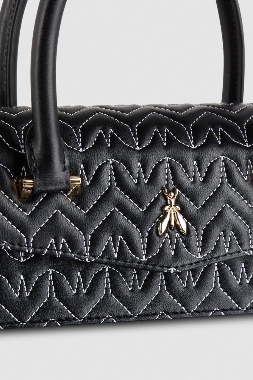 Black Patrizia Pepe Fly Bamby Quilted Leather Bag | CZB643078