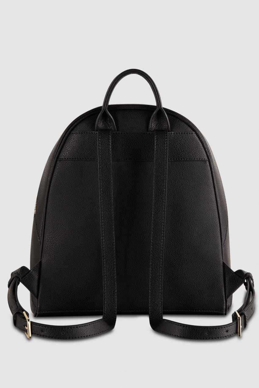 Black Patrizia Pepe Fly Leather Backpack With Double Pocket | NRI182039