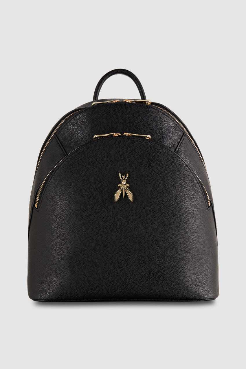 Black Patrizia Pepe Fly Leather Backpack With Double Pocket | NRI182039