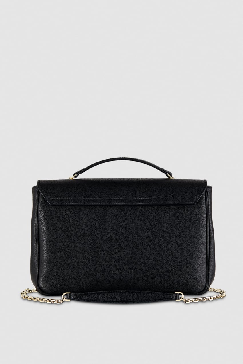 Black Patrizia Pepe Fly Leather Shoulder Bag With Chain | LMR098452