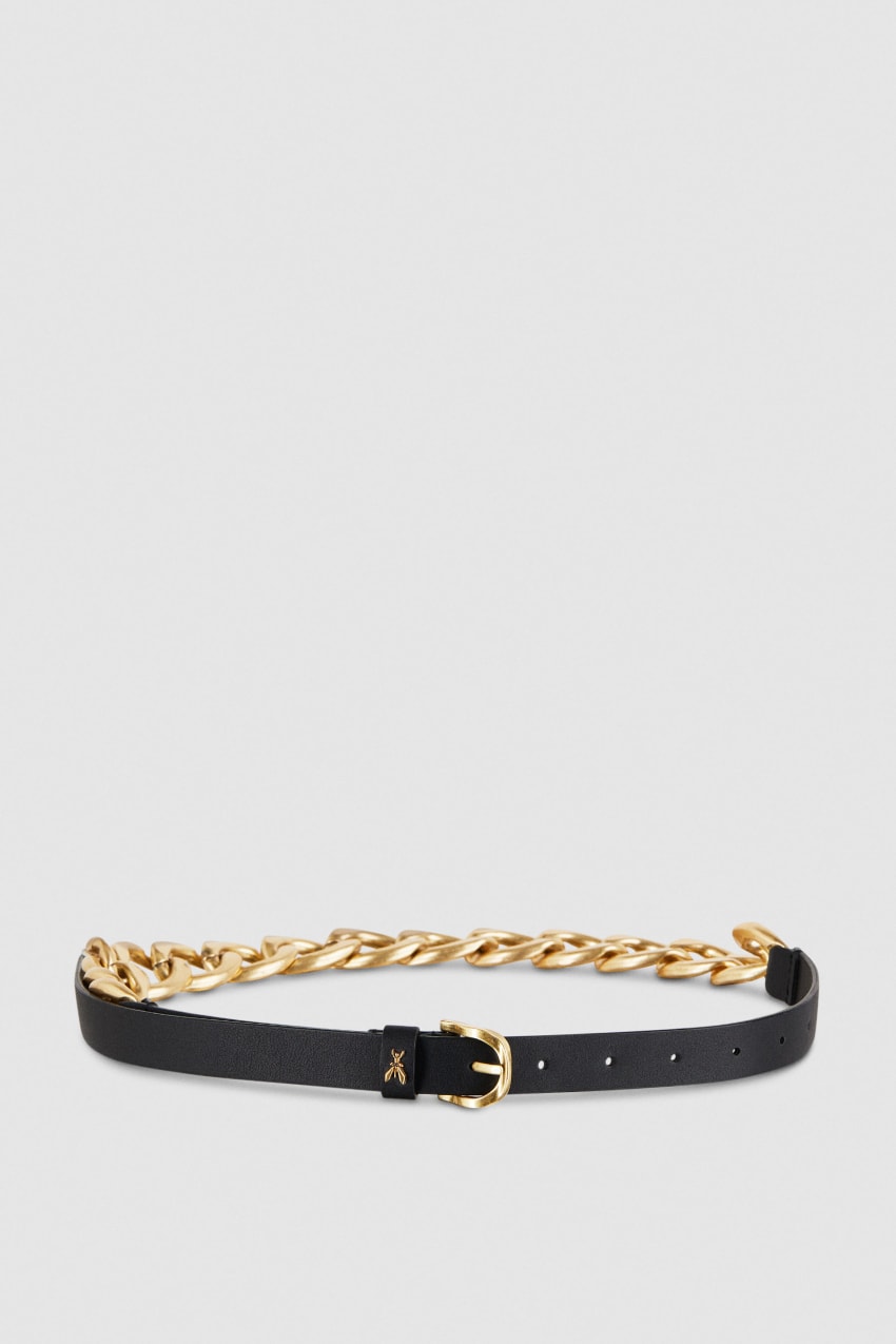 Black Patrizia Pepe Golden Maxi Chain Belt | EBR865243