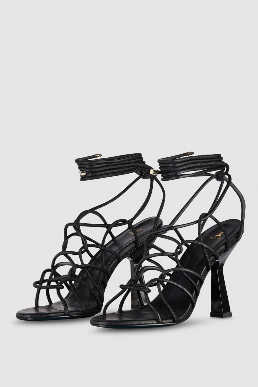 Black Patrizia Pepe Heeled Ankle Sandals | TQK386597