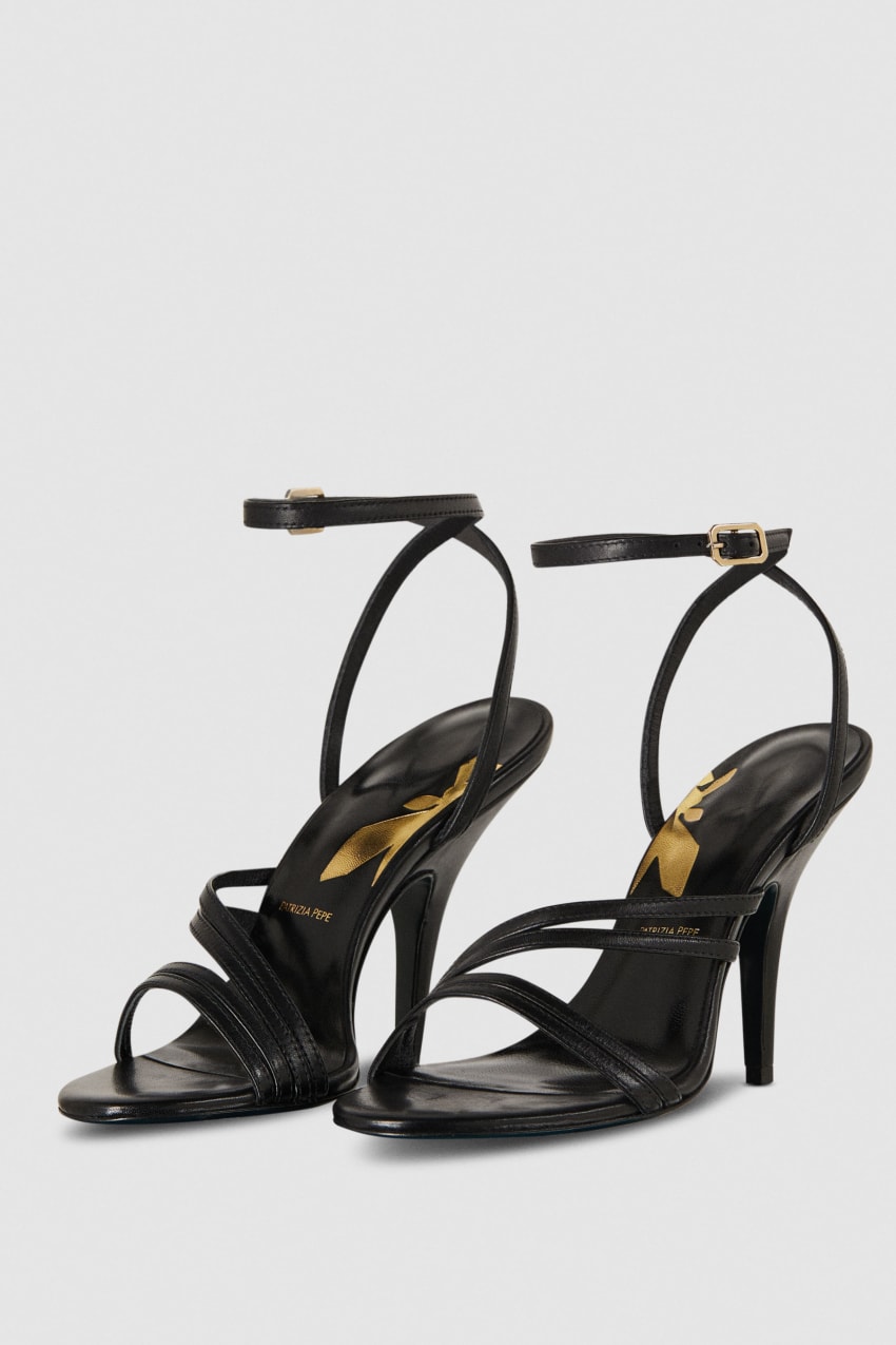 Black Patrizia Pepe Heeled Leather Sandals | DSZ594138