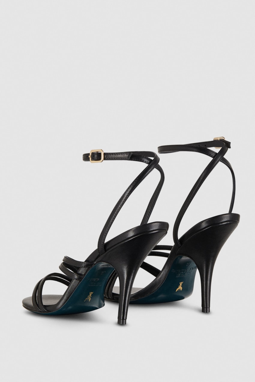 Black Patrizia Pepe Heeled Leather Sandals | DSZ594138