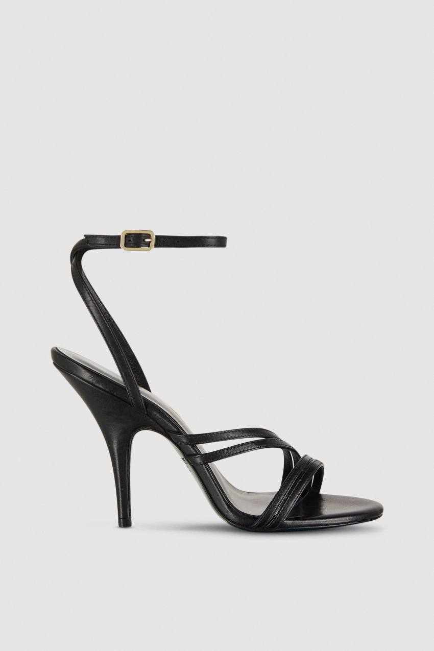 Black Patrizia Pepe Heeled Leather Sandals | DSZ594138