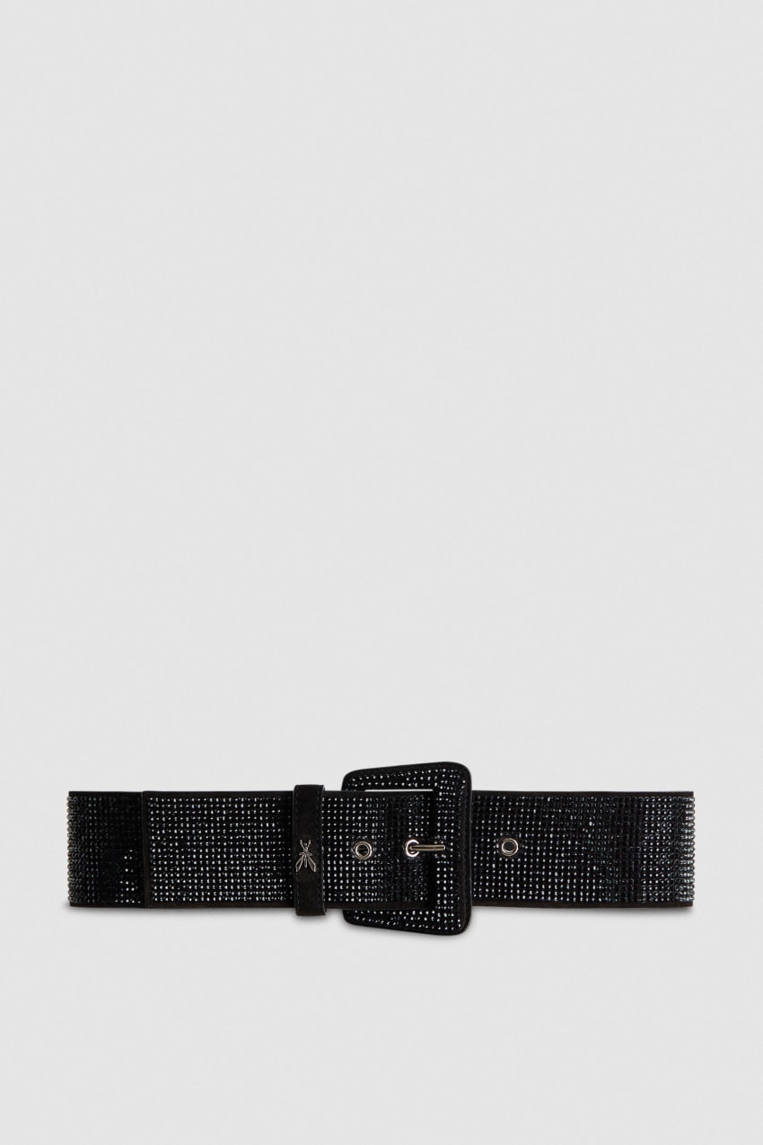 Black Patrizia Pepe High-waisted Belt With Rhinestones | DAQ015863