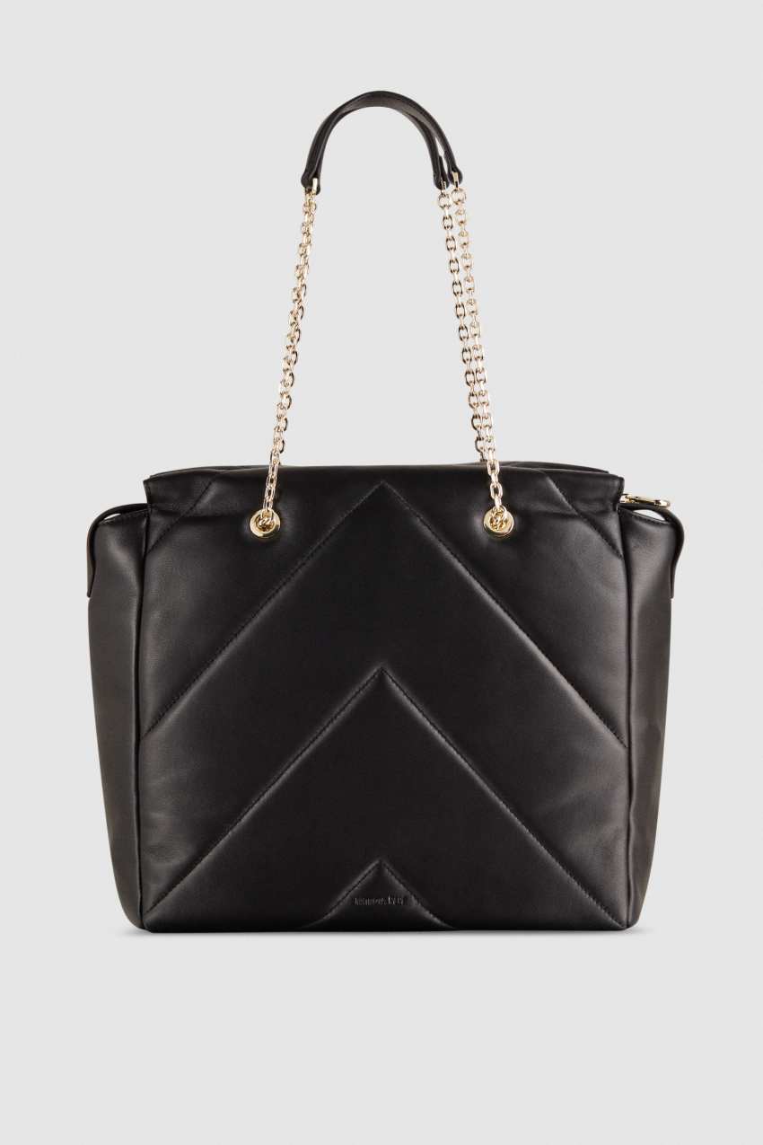 Black Patrizia Pepe Leather Bucket Bag With Zipper | UFW382615