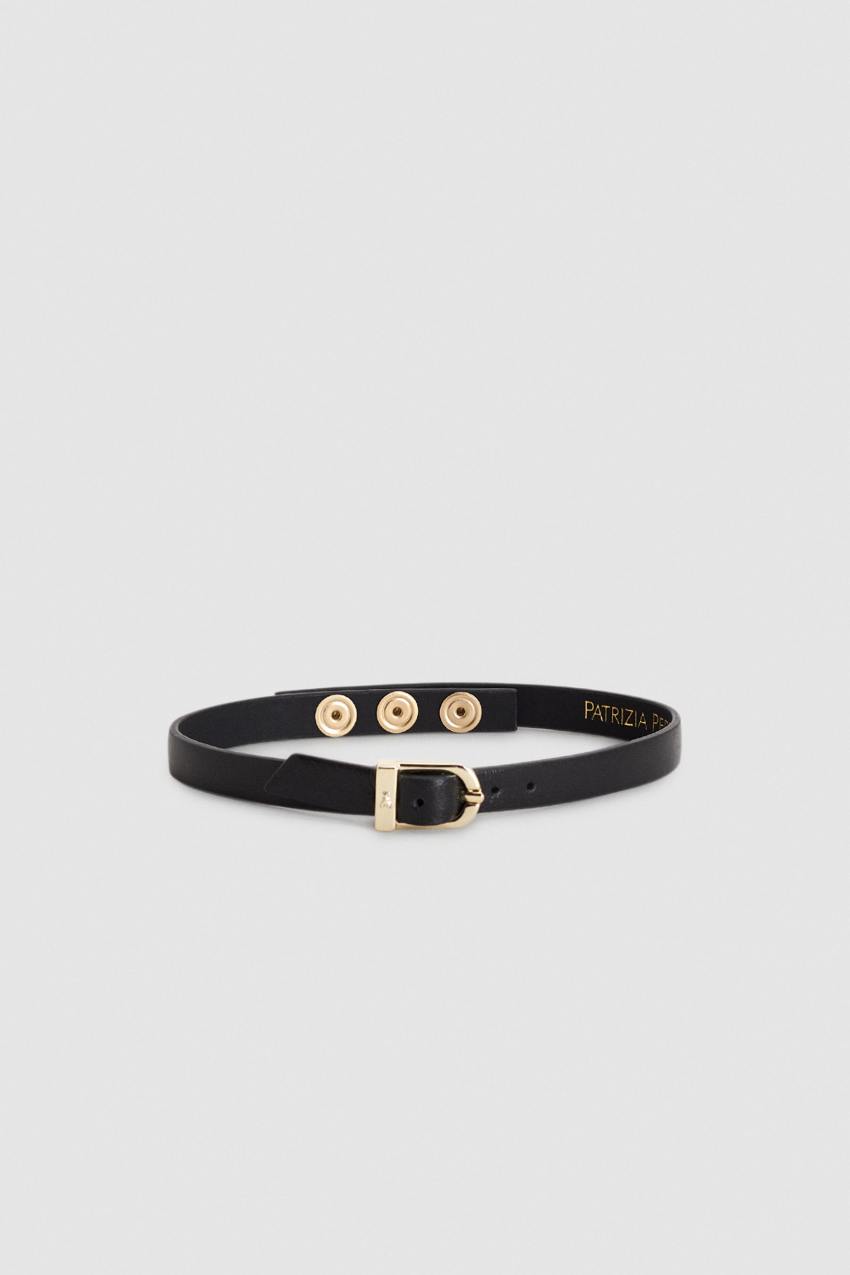 Black Patrizia Pepe Leather Chocker With Buckle | OKA163059