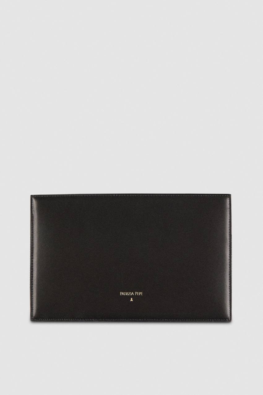 Black Patrizia Pepe Leather Shoulder Pocket Bag With Zipper | SBL953107