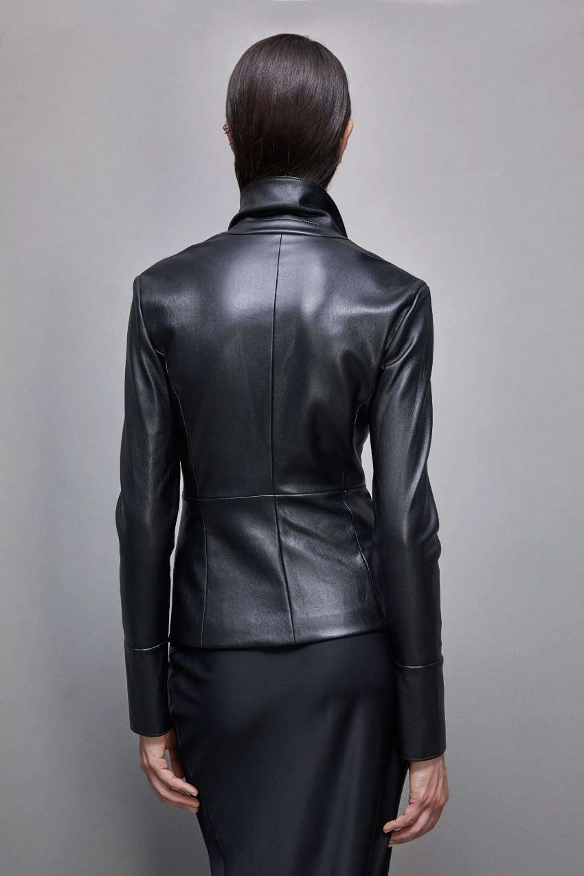 Black Patrizia Pepe Leather-effect Overshirt Jacket | QZL403826