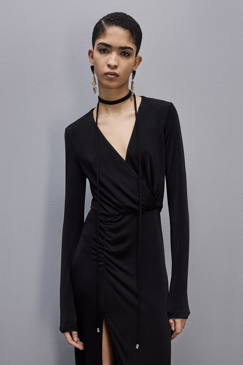 Black Patrizia Pepe Long Jersey Dress | VWZ381792