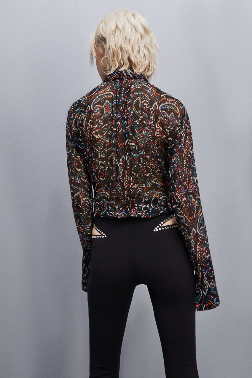 Black Patrizia Pepe Long-sleeved Printed Shirt | KJL497562