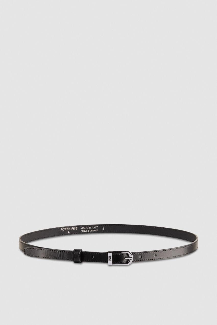 Black Patrizia Pepe Low-waist Smooth Leather Belt | XSY016592