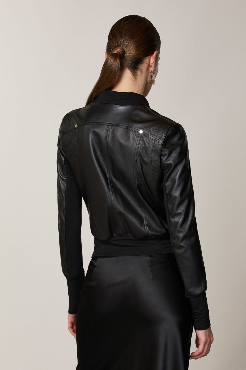 Black Patrizia Pepe Nappa Lambskin Jacket | UNV513906