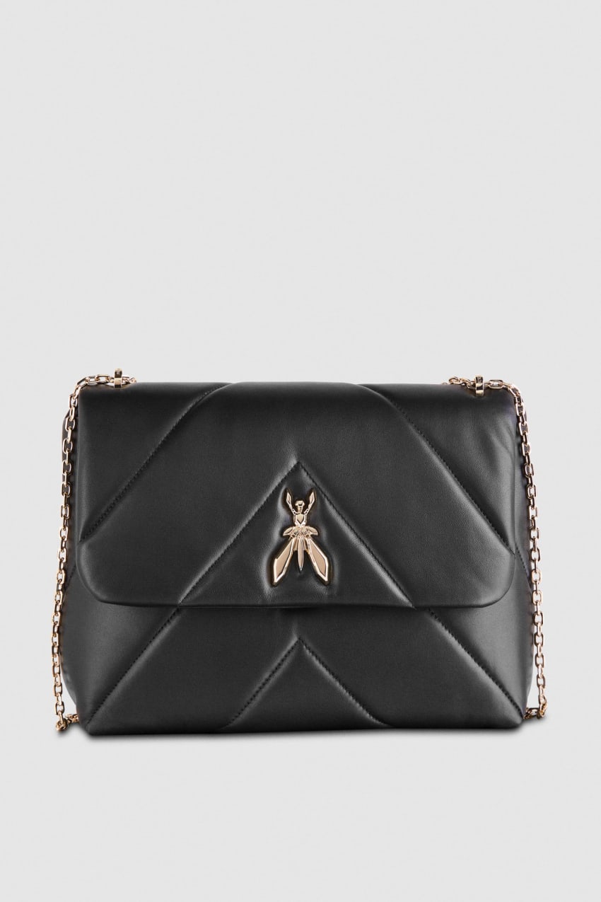 Black Patrizia Pepe Padded Fly Crossbody Bag | VKS980735