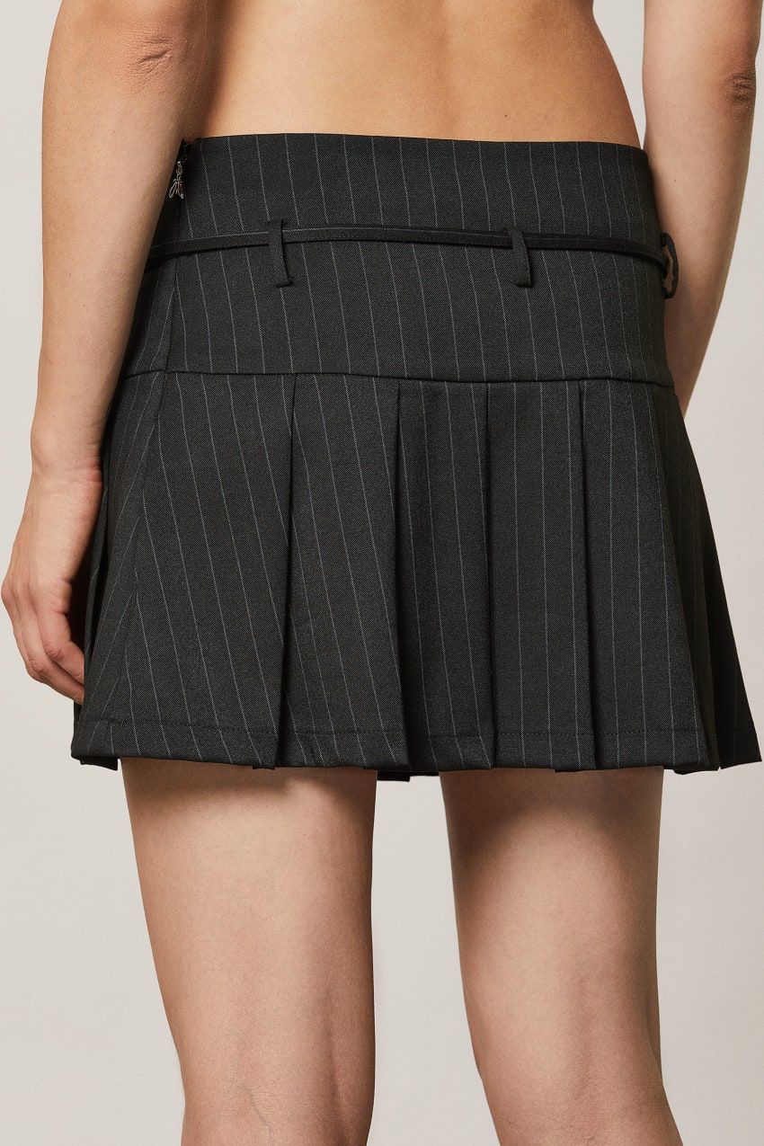 Black Patrizia Pepe Pleated Mini Skirt | JCB615708