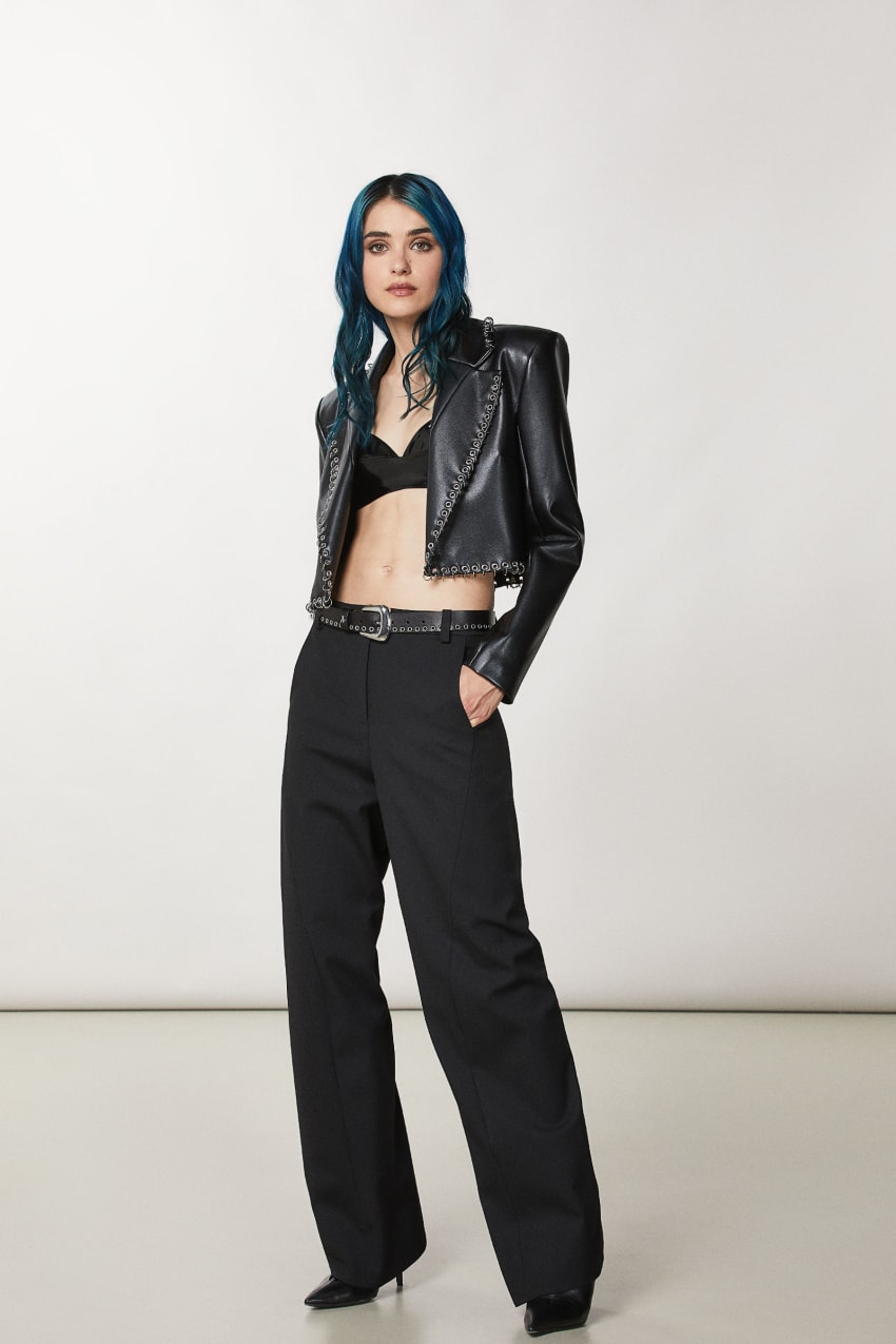 Black Patrizia Pepe Post Punk Cropped Jacket | ZES267493