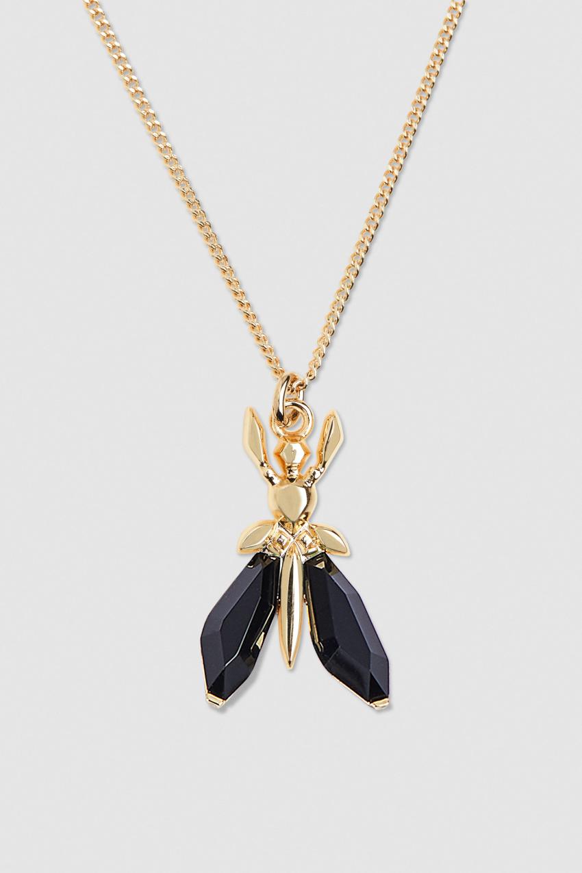 Black Patrizia Pepe Precious Fly Mini Necklace | FNZ317902