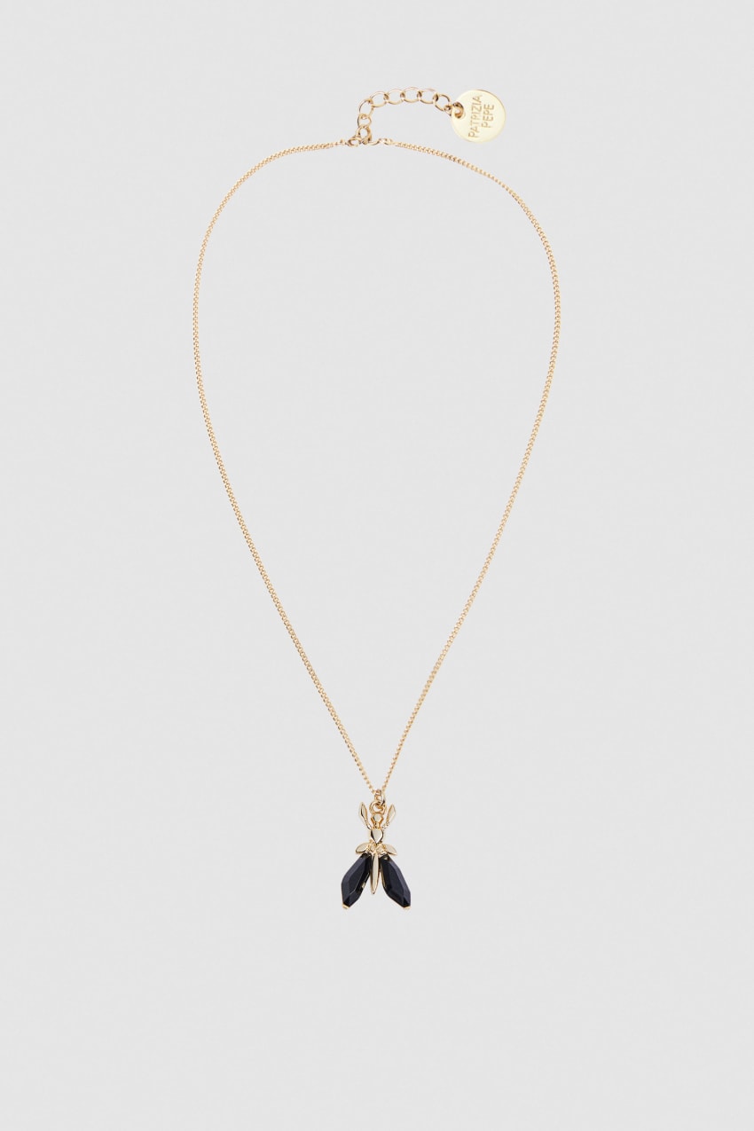 Black Patrizia Pepe Precious Fly Mini Necklace | FNZ317902