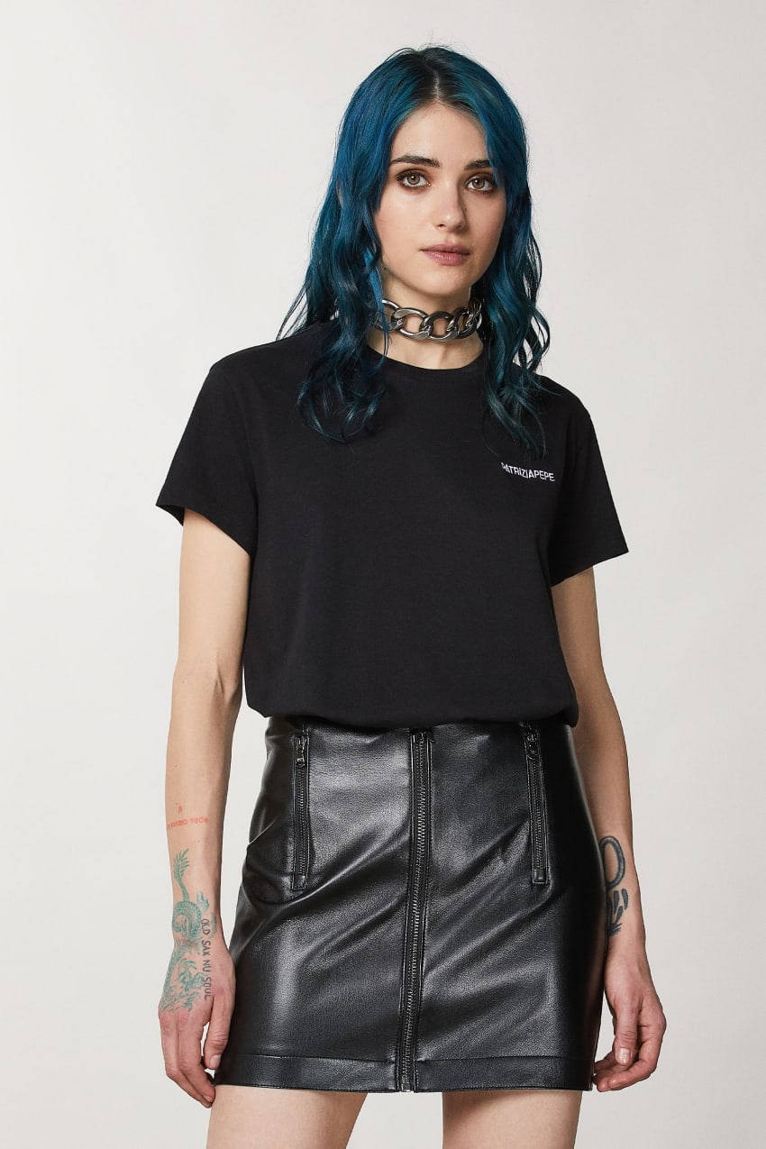 Black Patrizia Pepe Short Sleeve Jersey T-shirt | KQN851796