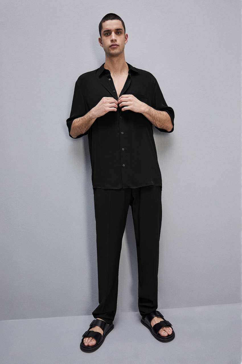 Black Patrizia Pepe Short Sleeve Shirt In Viscose Twill | KJI327896