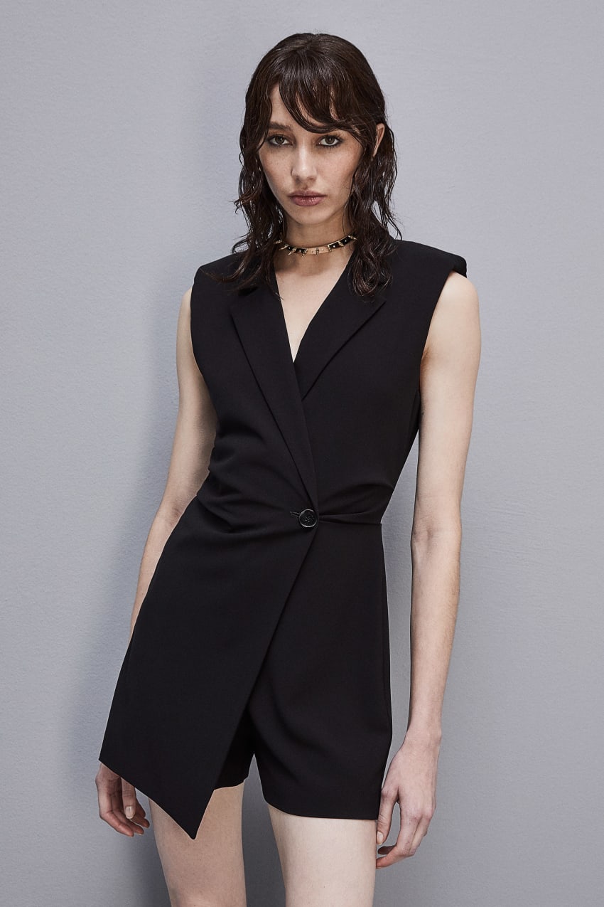 Black Patrizia Pepe Sleeveless Jumpsuit In Sablè Crepe Fabric | RNX250146