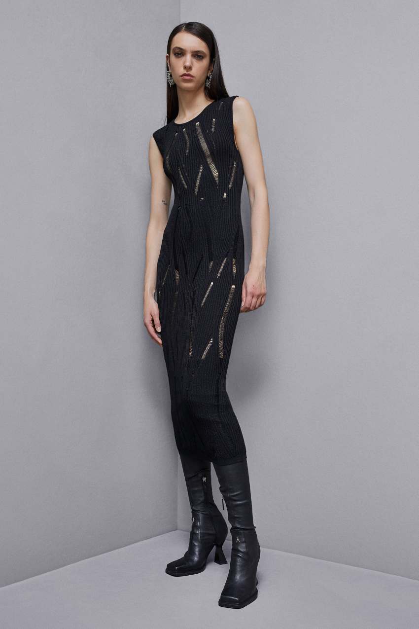 Black Patrizia Pepe Sleeveless Long Dress | BLY694758