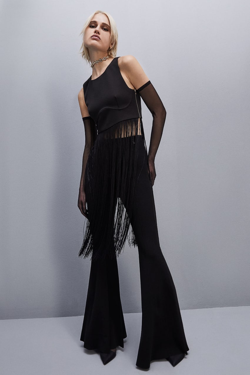 Black Patrizia Pepe Sleeveless Top With Fringes | PEF456239