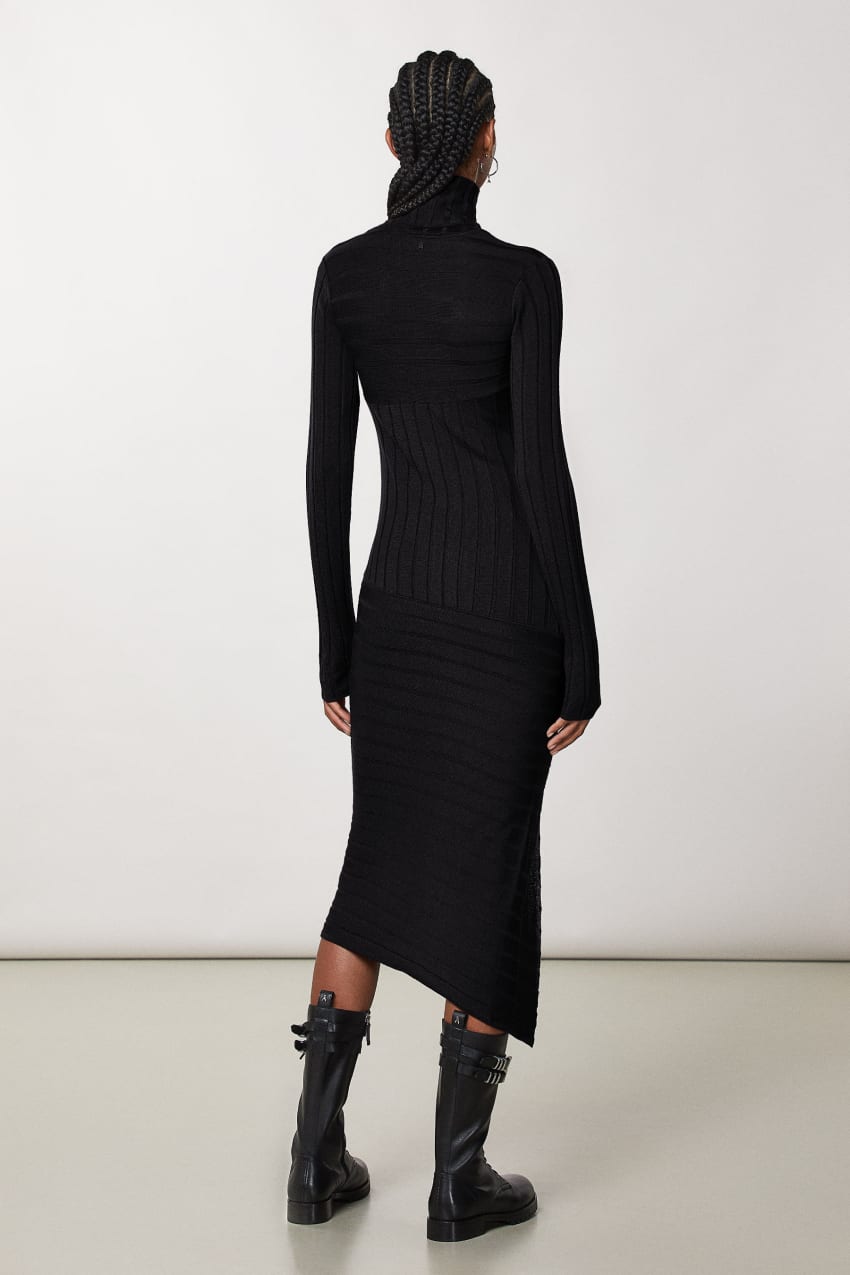 Black Patrizia Pepe Slim Fit Ribbed Dress | FDC324059